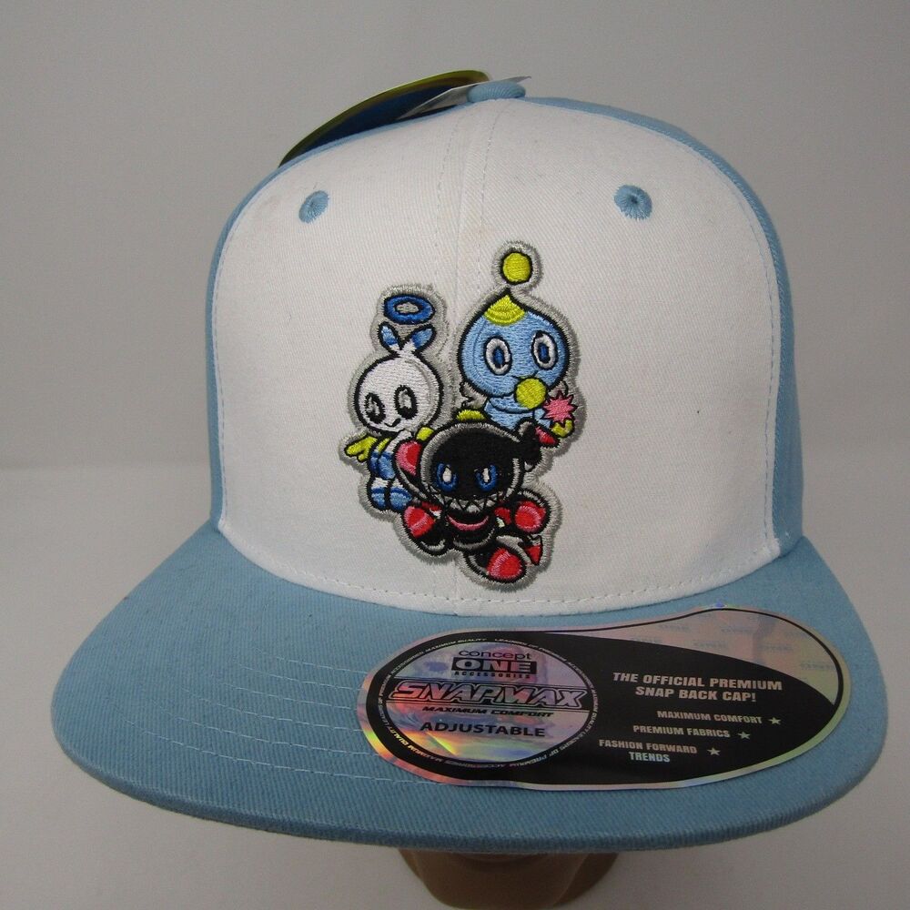 NEW Sonic The Hedgehog Chao Characters Snapback Hat Adjustable White Blue Cap